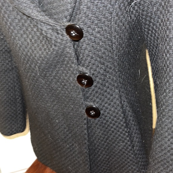 J. Jill Ladies Black Wool Coat. Small. Weave pattern. Single Breasted. - Picture 3 of 8